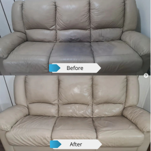 Devine Leather Cleaning Before & After dark grey lounge