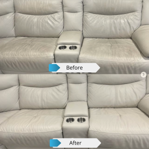 Devine Leather Cleaning Before & After grey lounge